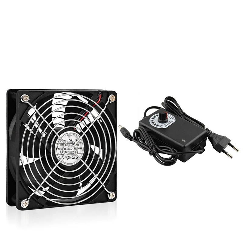 120mm 2700RPM Fan Cooling with Controller 12cm 12V Btc Machine Chassis Workstation Cabinet Radiator Server Fan EU Plug-A32R