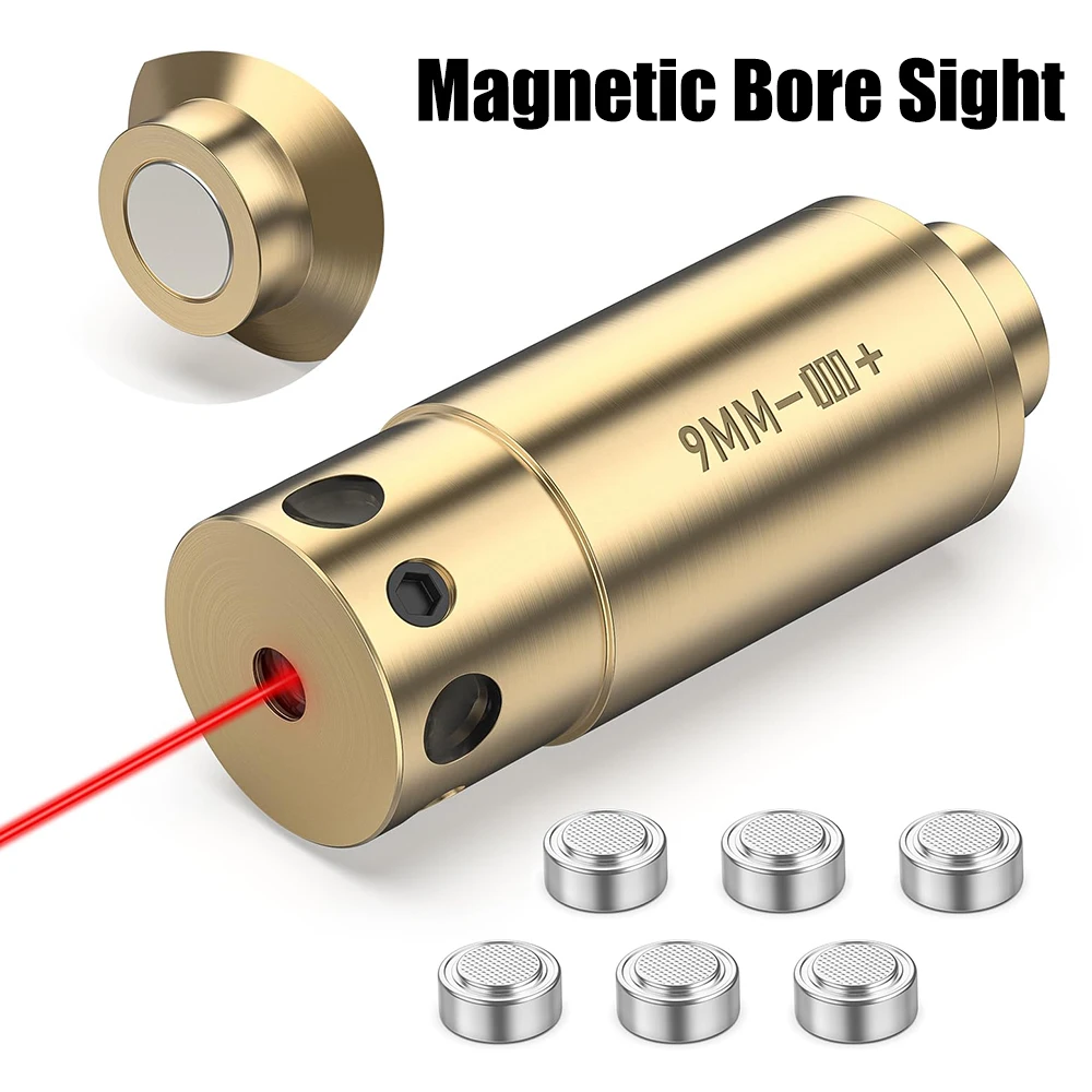 

Tactical Magnetic Bore Sight Laser for 9mm 5.56mm 223 Red Laser Bore Sighter with 6 Batteries Lazer Zeroing Cartridge Bore Sight