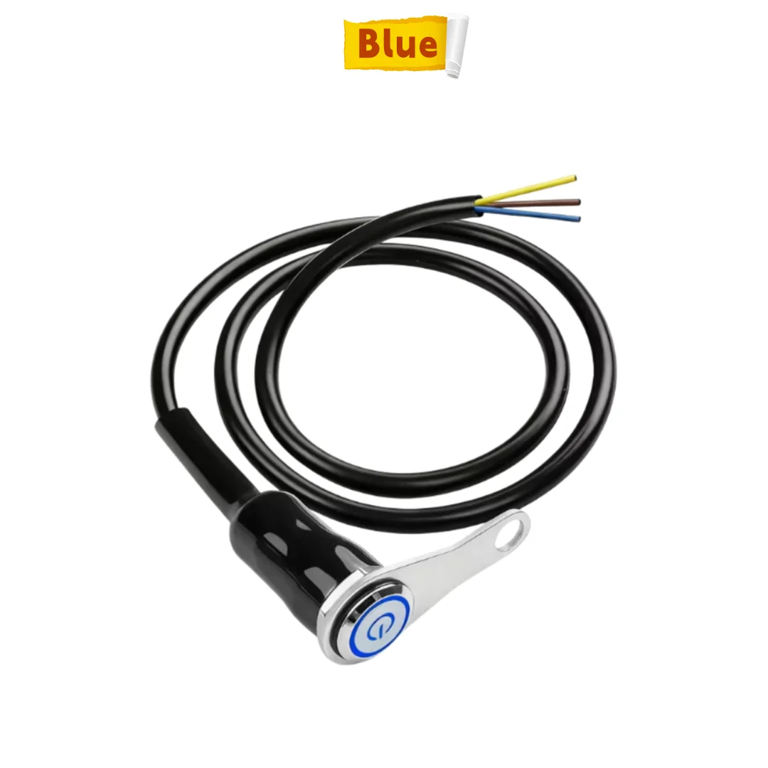 1pc Motorcycle 1-Button Push Switch, Blue LED Light ON/OFF Handlebar Control Switch for Motorbike Scooter