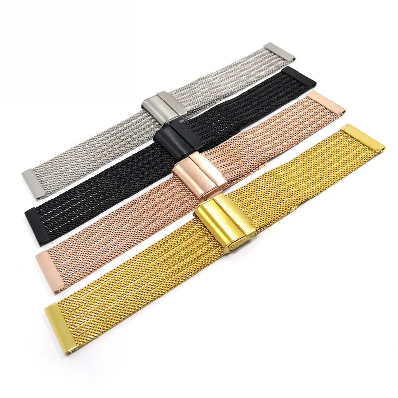 High Quality 0.6mm Milanese Mesh Watch Band for 8mm-22mm Men Women Universal Sport Watch Strap Accessories with Metal Buckle