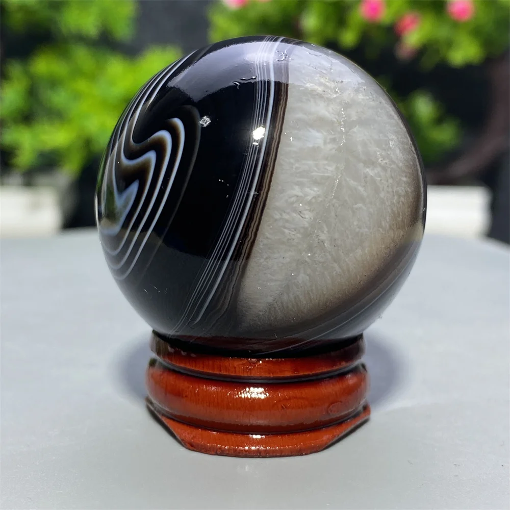 High Quality Natural Black Agate Crystal Ball Meditation Reiki Healing Mineral Quartz Sphere Home Decoration Gift Stone