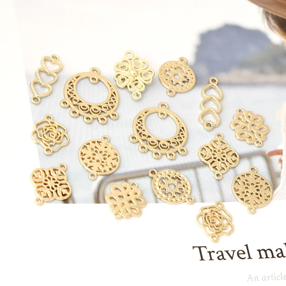 10pcs Antique Gold Charms Connector Jewelry Making Earring Bracelet DIY Handmade Craft Findings Accessories