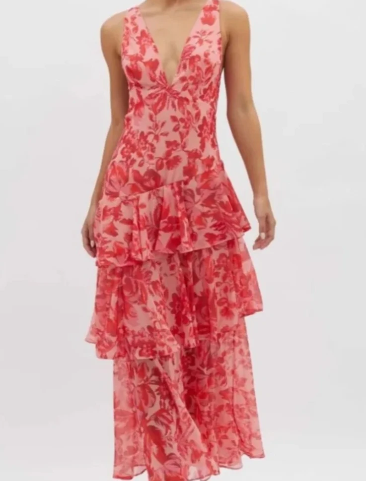 Robes longues à volants élégantes, Sexy, décolleté en V profond, imprimé Floral, style Boho, plage, vacances, robe de soirée décontractée, nouvelles robes