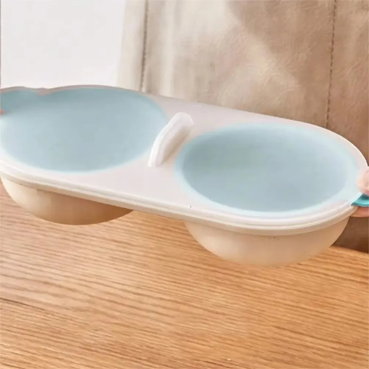 Microwave Egg Cooker 1PCS Double Cup Egg Boiler with Lid Non Stick Bottom Spring Mold Steamed Egg Maker Home Kitchen Tools view 4