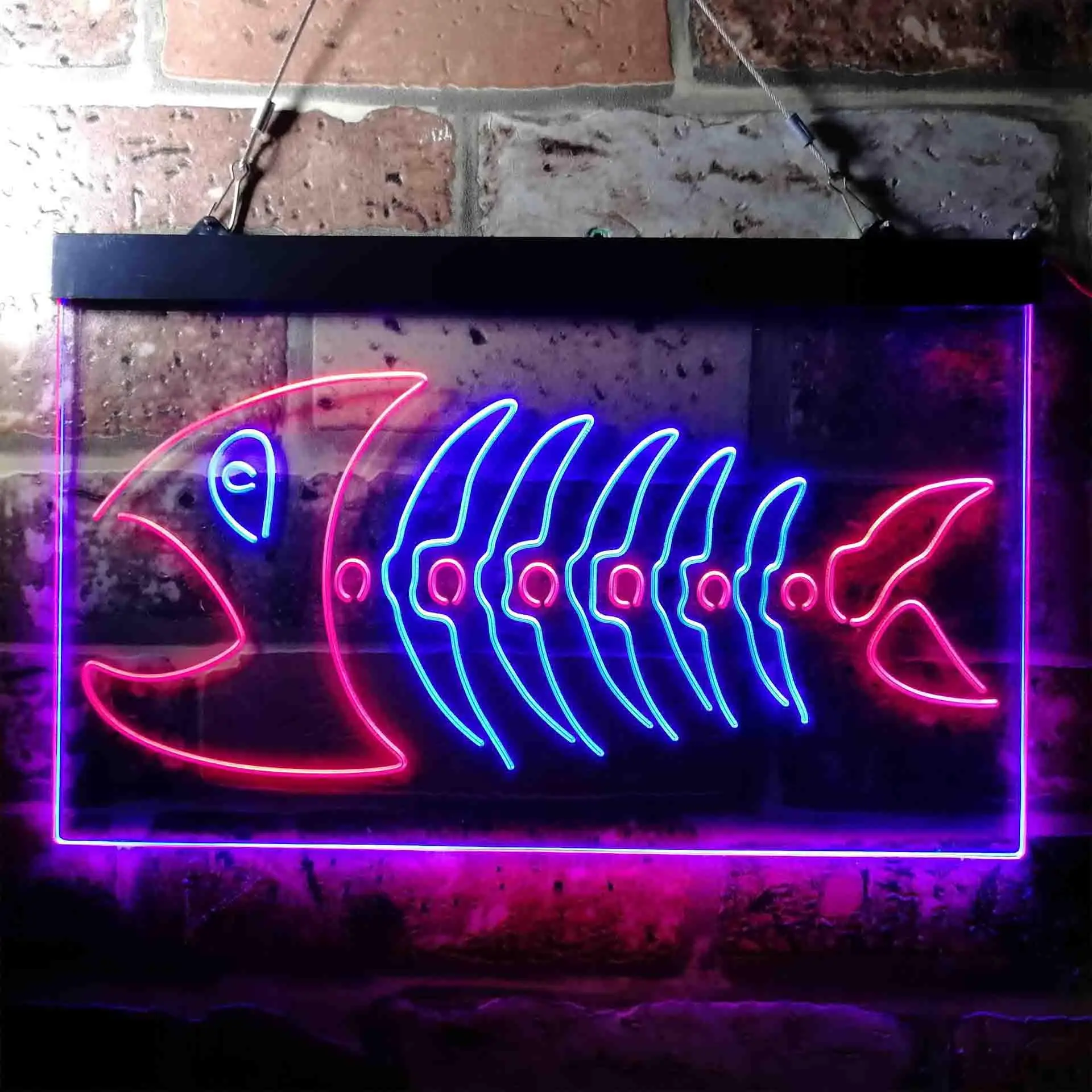 Fish Bones Fossil Dual Color Led Neon Sign st6-i3693