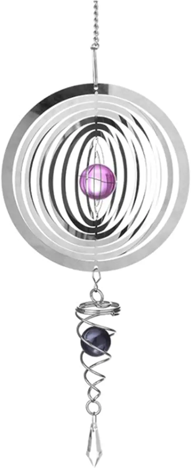 Wind Chimes 1.5V D Size Silent Stereo Rotating Wind Chime Spinner Motor Hanging Ornament Decor Mirror 46x14.8cm Stainless Steel