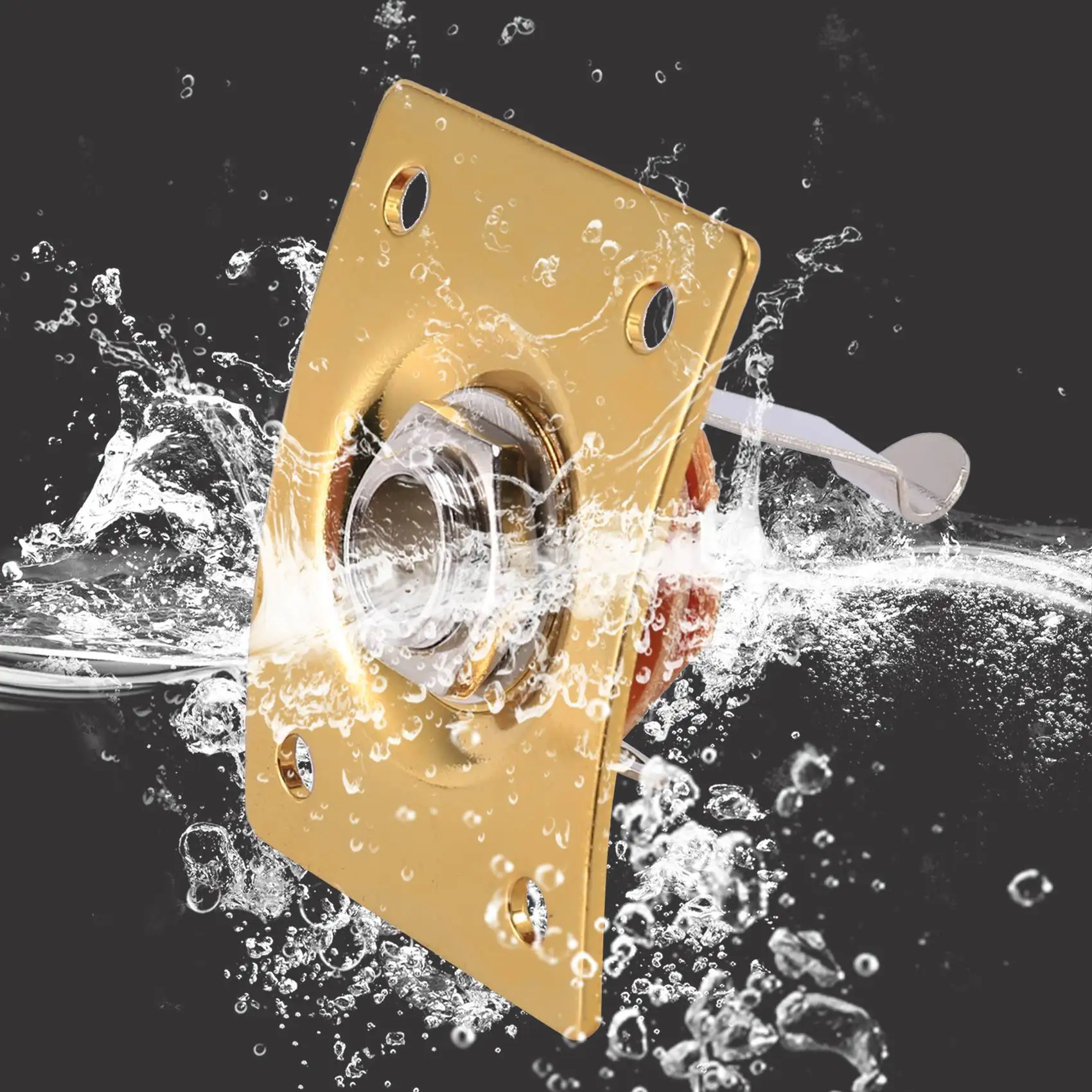 Práctico estilo cuadrado Jack placa guitarra bajo Jack 1/4 salida entrada Jack Socket para piezas y accesorios de guitarra eléctrica oro