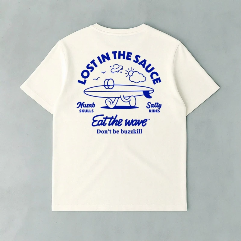 

2025 Summer and Autumn outdoor surf print T-shirt loose and casual short-sleeved men's and women's sportswear top