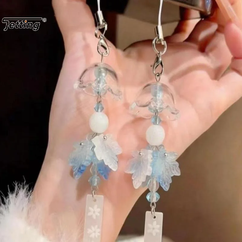 Resin Jasmine Wind Chime Pendant Chinese Style Decorative Backpack Hanging Handmade Ice Snow Leaves