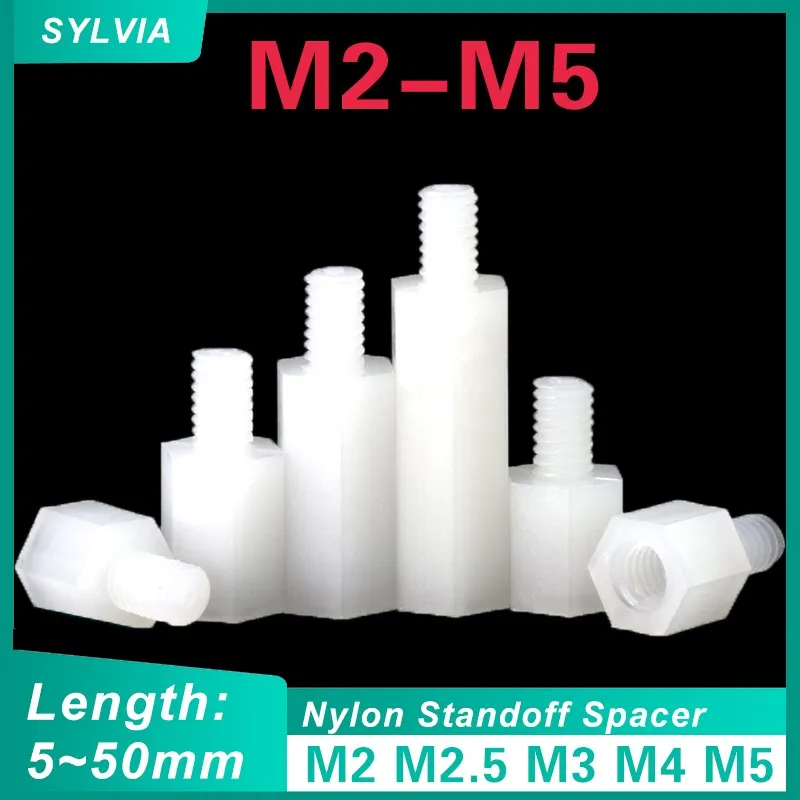 

20/ 50pcs White Plastic Nylon Hex Hexagon Standoff Spacer Male-Female Phillips Pan Round Head Screw Nut M2 M2.5 M3 M4 M5