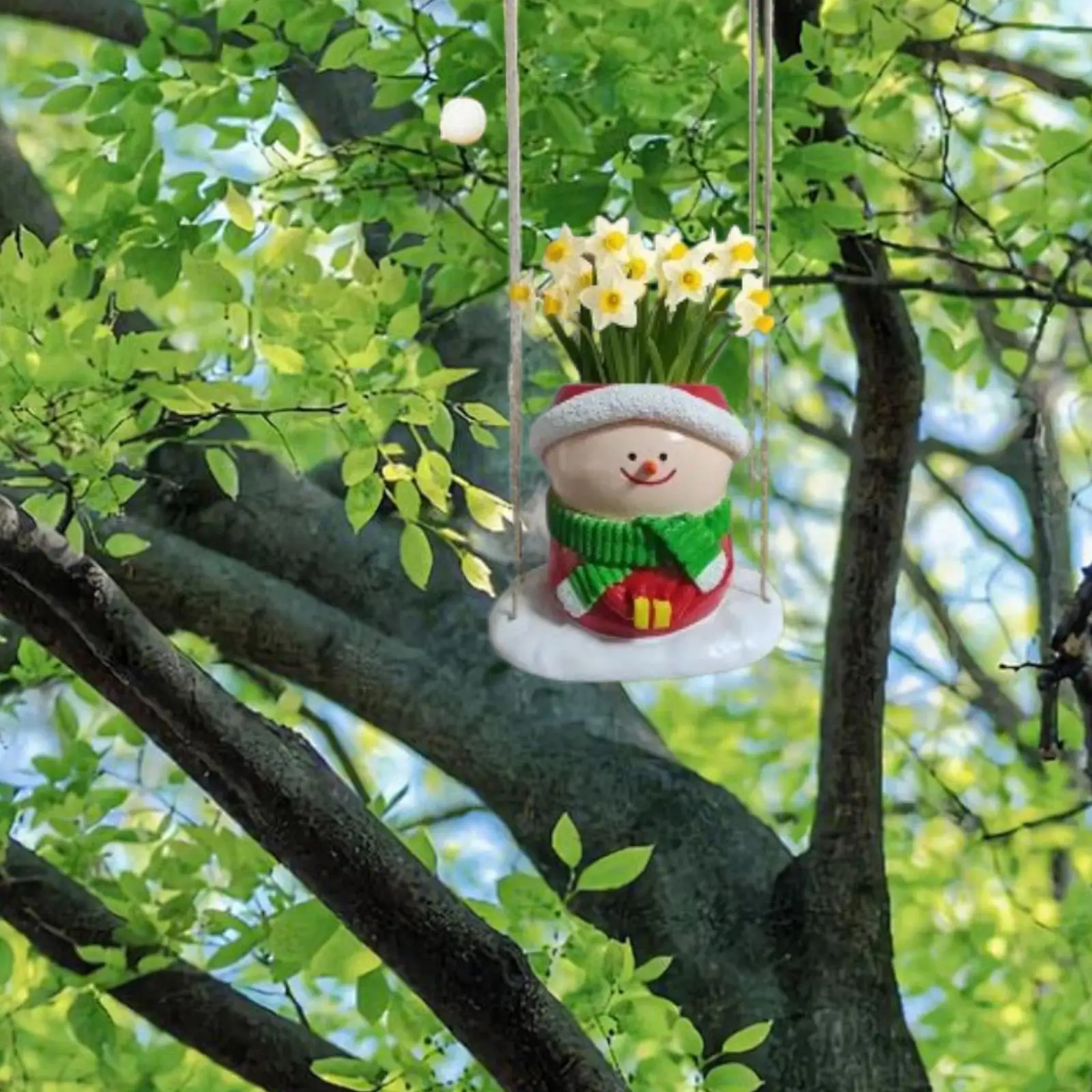 سوينغ رجل الثلج زارع معلقة اناء للزهور الإبداعية لطيف ثلج تمثال عيد الميلاد #2