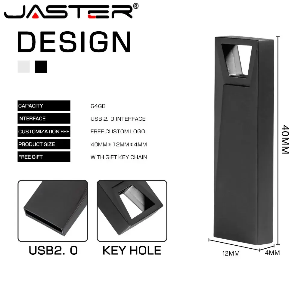 JASTER Mini Pen Drive 64GB High Speed USB Flash Drives 32GB Black Memory Stick Pendrive Gift Key Chain Storage Devices U Disk image 2