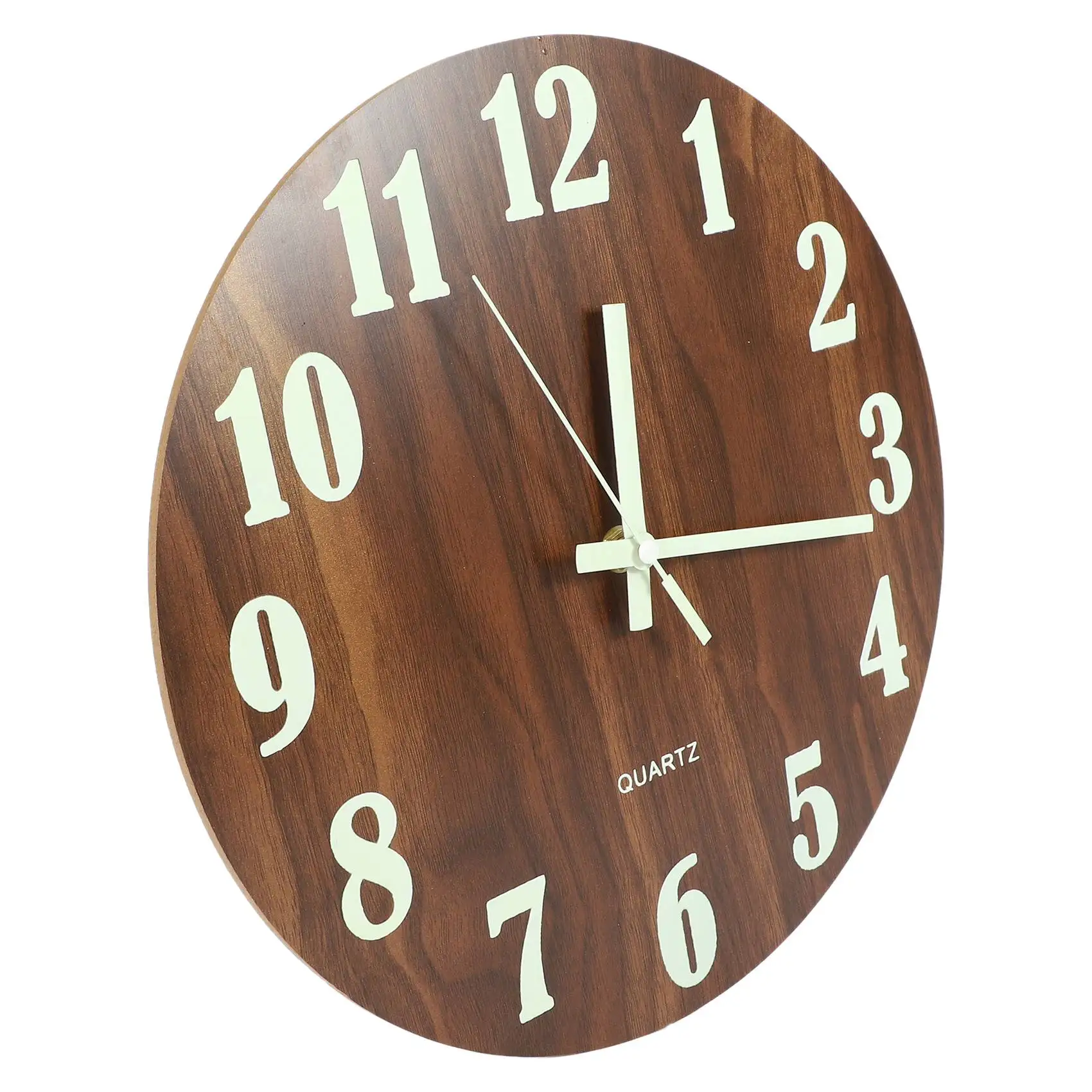 12 Inch Night Light Function Wooden Wall Clock Vintage Rustic Country Tuscan Style For Kitchen Office Home Silent & Non-Ticking