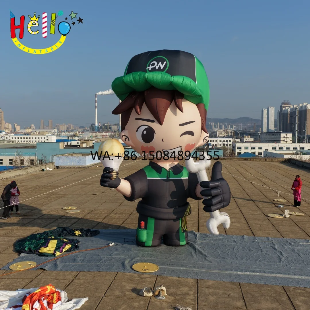 Custom Make Outdoor Giant Inflatable Repairman Boy Character Balloon for Promotion