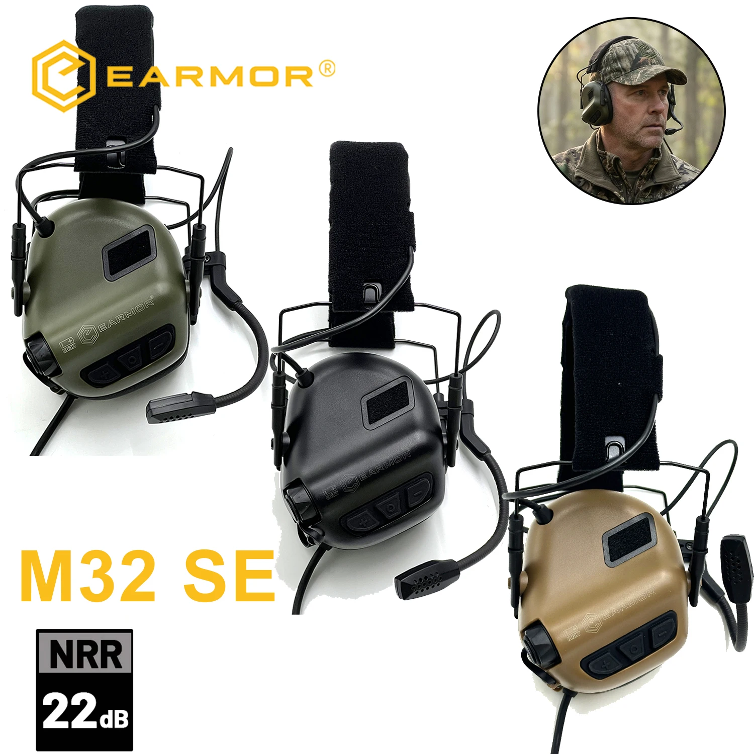 

EARMOR M32 SE Tactical Headset – Electronic Noise Reduction Amplifying Pickup for Hunting Shooting Outdoor Sport