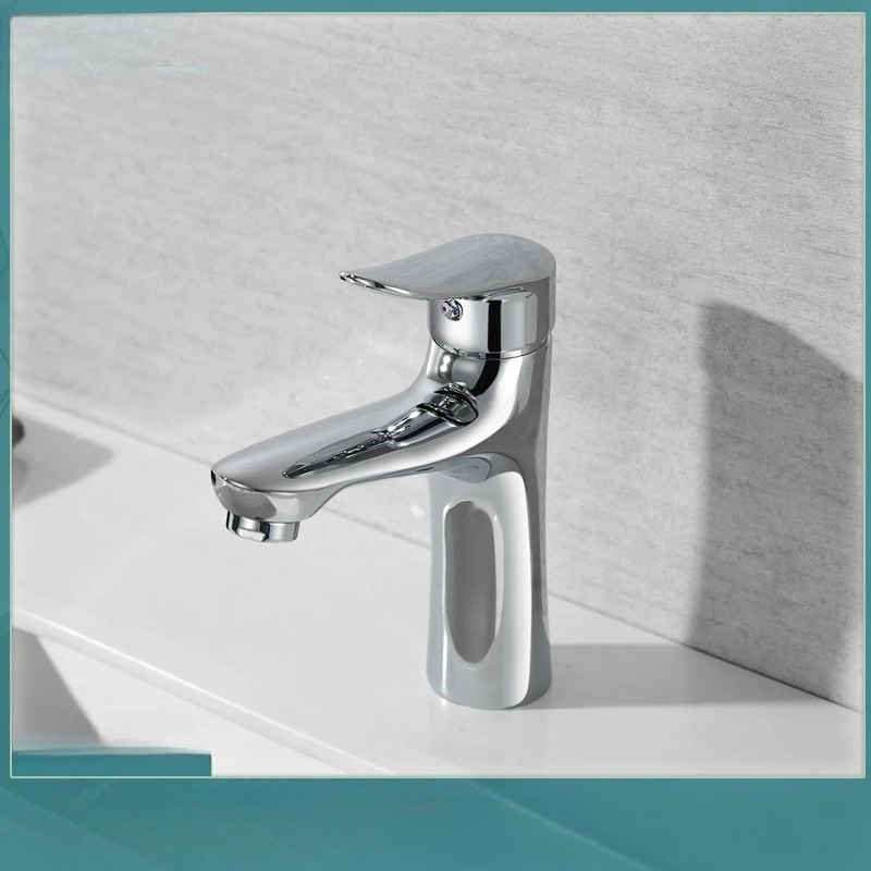 

Bathroom faucets in stock, electroplated copper hot and cold single hole small waist, bathroom washbasin, wash basin