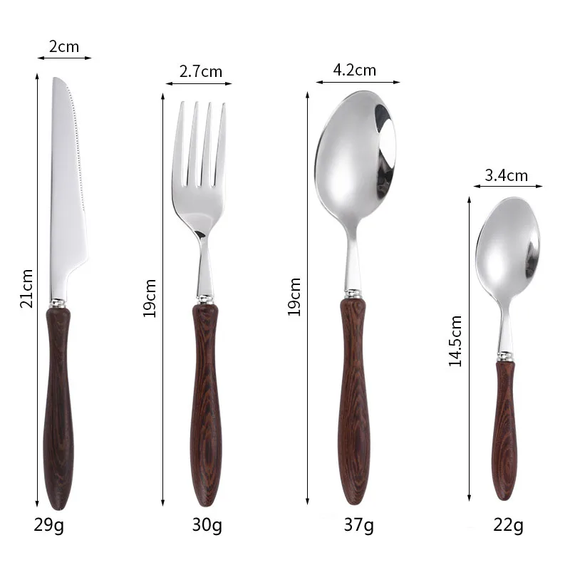 

Unique Retro Stainless Steel Wooden handle Flatware Cutlery Set for Home Kitchen Restaurant, Dishwasher Safe,Durable