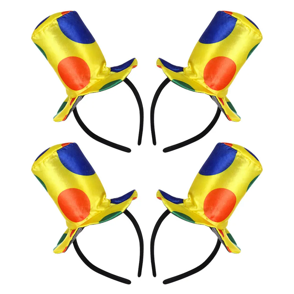 

4Pcs Adult Kids Clown Hat: Secure Fit Headband Design - Versatile Themed Party Accessory for Halloween Carnival Cosplay Use