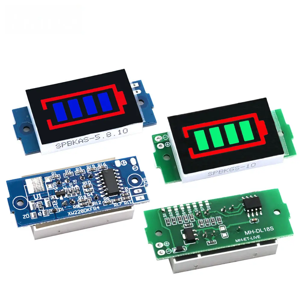 3.7V 4.2V 1S-4S Lithium Battery Power Tester Module Blue Display Li-ion Battery Capacity Indicator For Electric Vehicle
