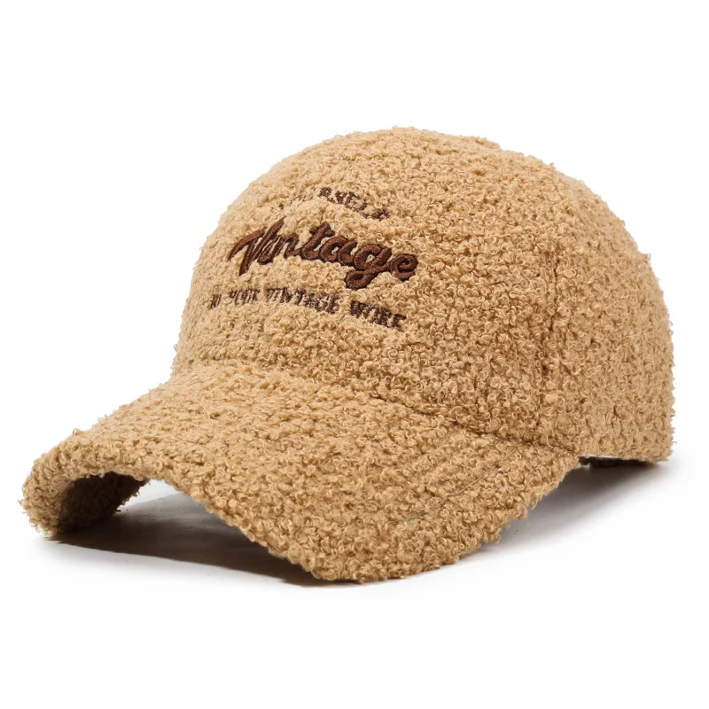 1-teilige mehrfarbige Fleece-Baseballmütze für Damen, verdickte warme Entenschnabelmütze für Herbst und Winter – Detail 8