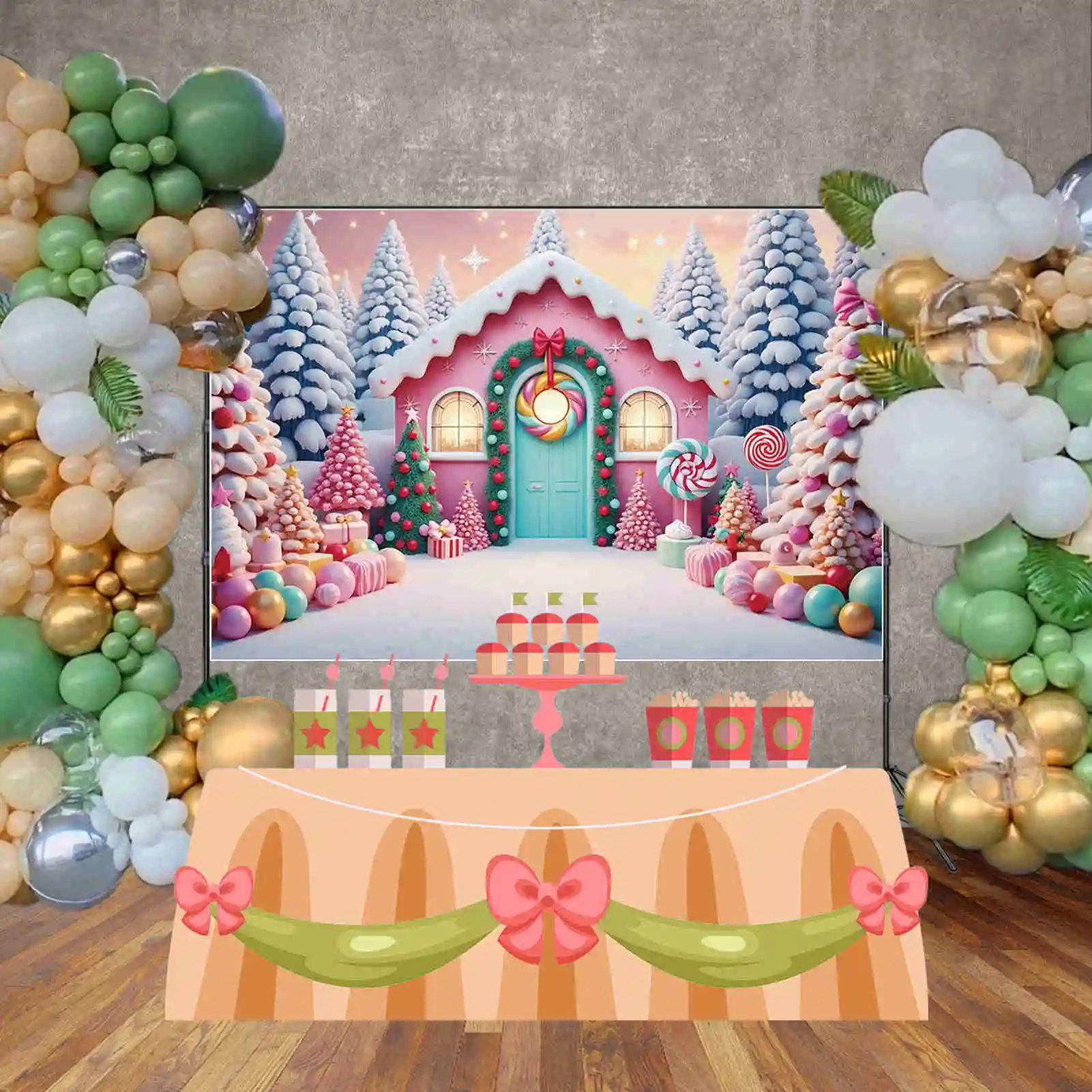MOON.QG Christmas Scenery Background Photography Xmas Tree Window New Year Photozone Backdrop Baby Studio Photobooth Accessories