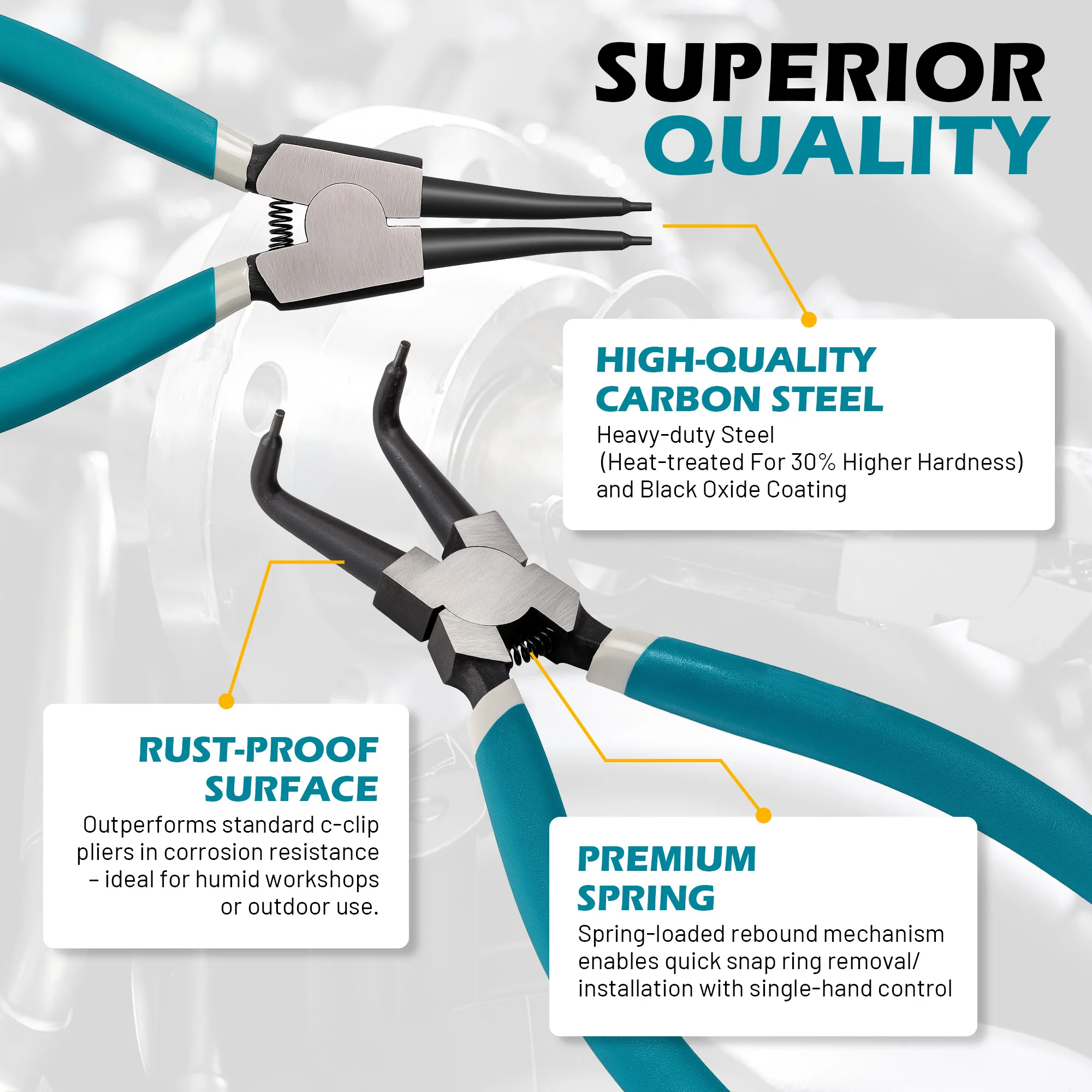 4PCS 7-Inch Snap Ring Pliers Set Internal/External Circlip Install Tools Snap Rings Puller Hand Circlip Plier with Storage Bag