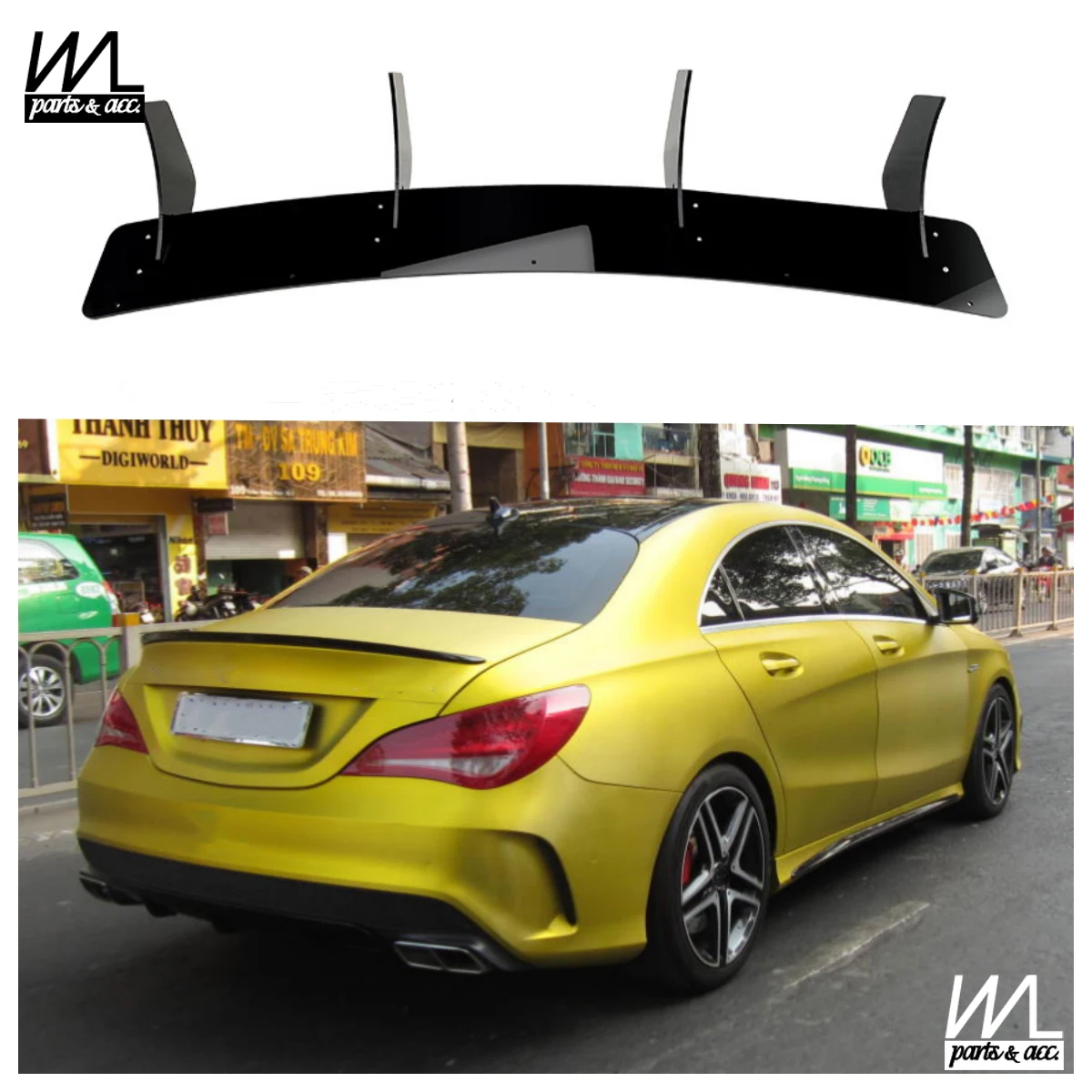 

C117 Glossy Black Rear Bumper Diffuser for Mercedes Benz CLA Class CLA45 AMG 2016-2019 Auto Back Lip Spoiler Car Accessories