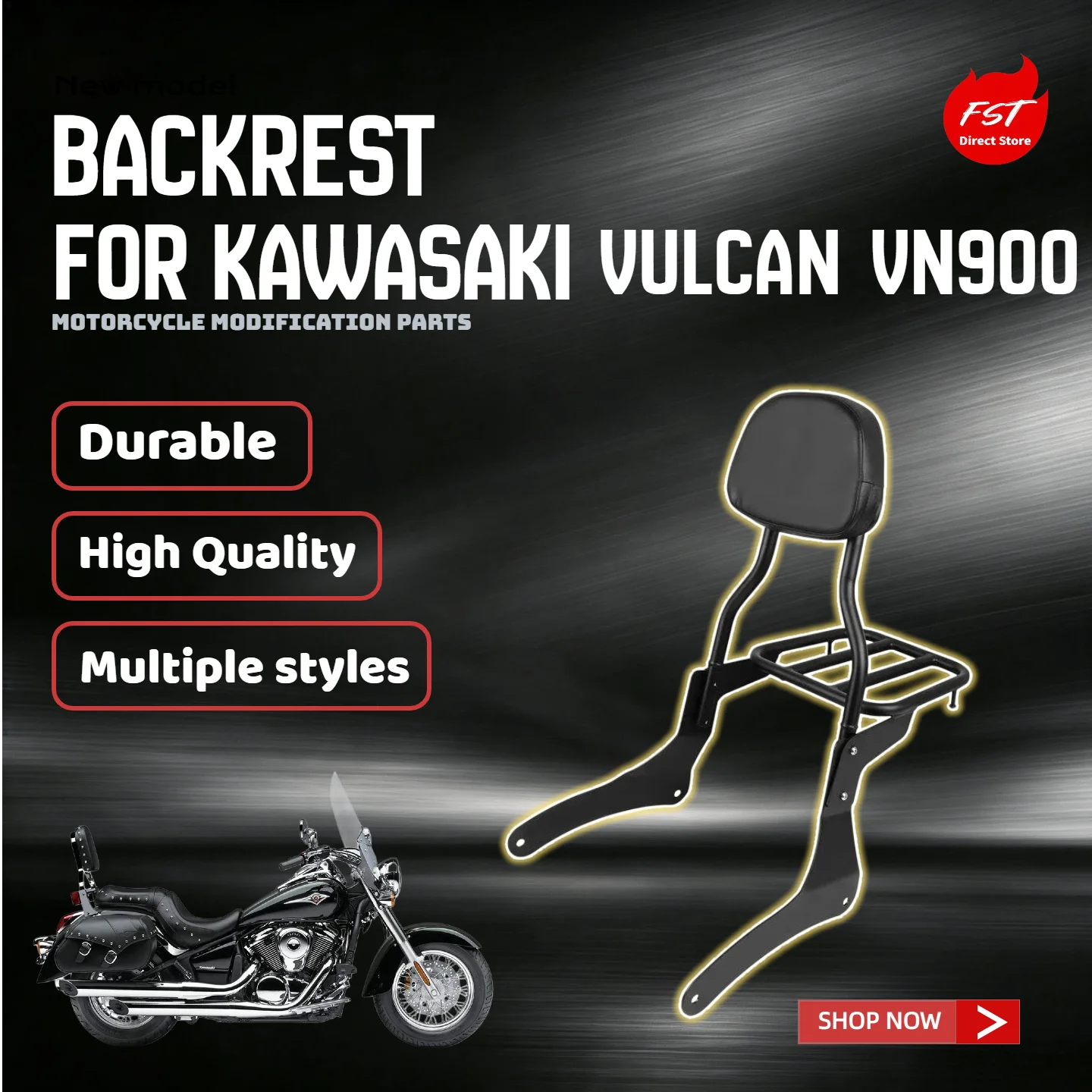 For Kawasaki Vulcan VN900 Motorcycle Rear Backrest Luggage Carrier Luggage Rack Modification Parts