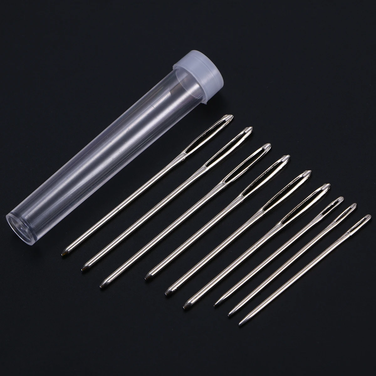 

9pcs Large-eye Blunt Needles Steel Yarn Knitting Needles Sewing Needles with Size 5.3cm/6cm/7cm (Silver)