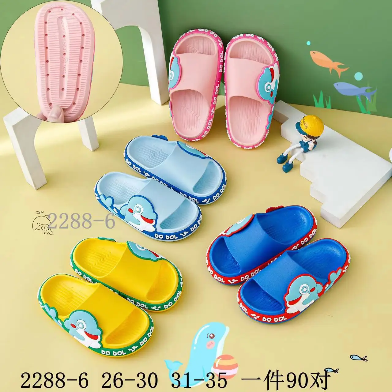 Slippers For Children's Summer Kids Soft Beach Non-skid Sole Shoes Girls Boy Indoor Summer Baby Sandals Cartoon Cute Bathroom