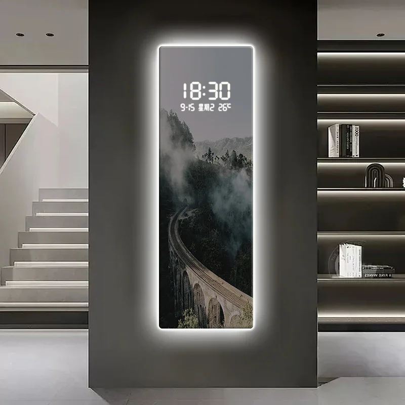 ساعة رقمية، لوحة تزيين غرفة المعيشة، لوحة المناظر الطبيعية، ساعة الممر، لوحة جدارية مضيئة LED
