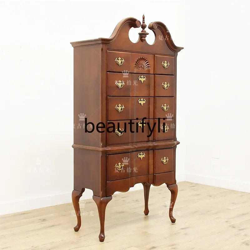 

xz1French retro solid wood dining side cabinet, antique style old locker, living room entrance decorative cabinet