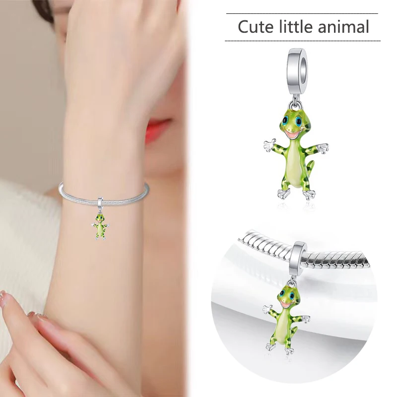 جديد 925 فضة ديناصور الحرباء سحر of ley 925 سلسلة مطرز صالح الأصلي قلادة سوار DIY بها بنفسك السيدات مجوهرات #4