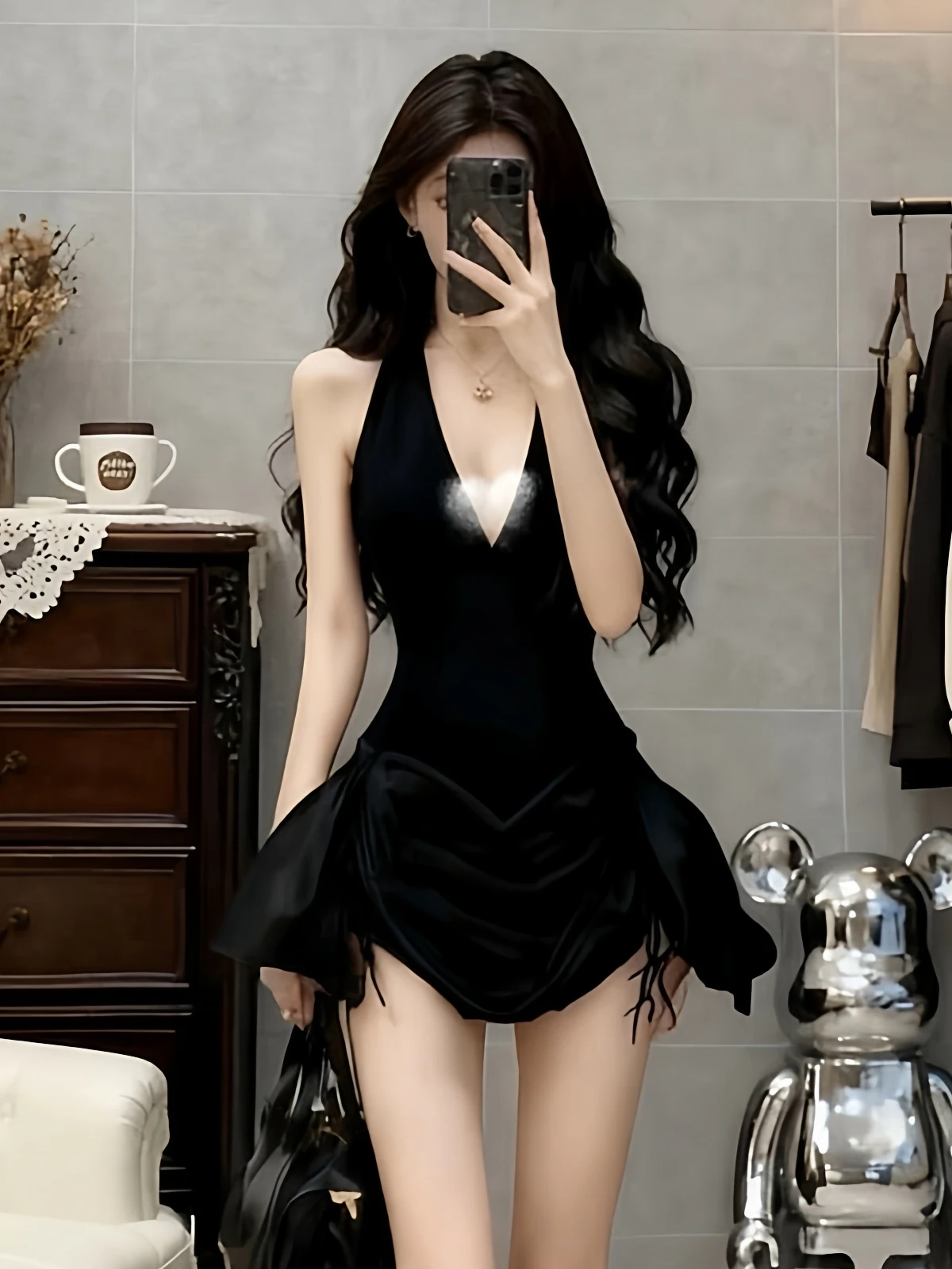 

Сексуальное V-Ne Bla Strapl Dr, женская осенне-зимняя новая дизайнерская чувственная облегающая пышная юбка, повседневная трапециевидная юбка Dr