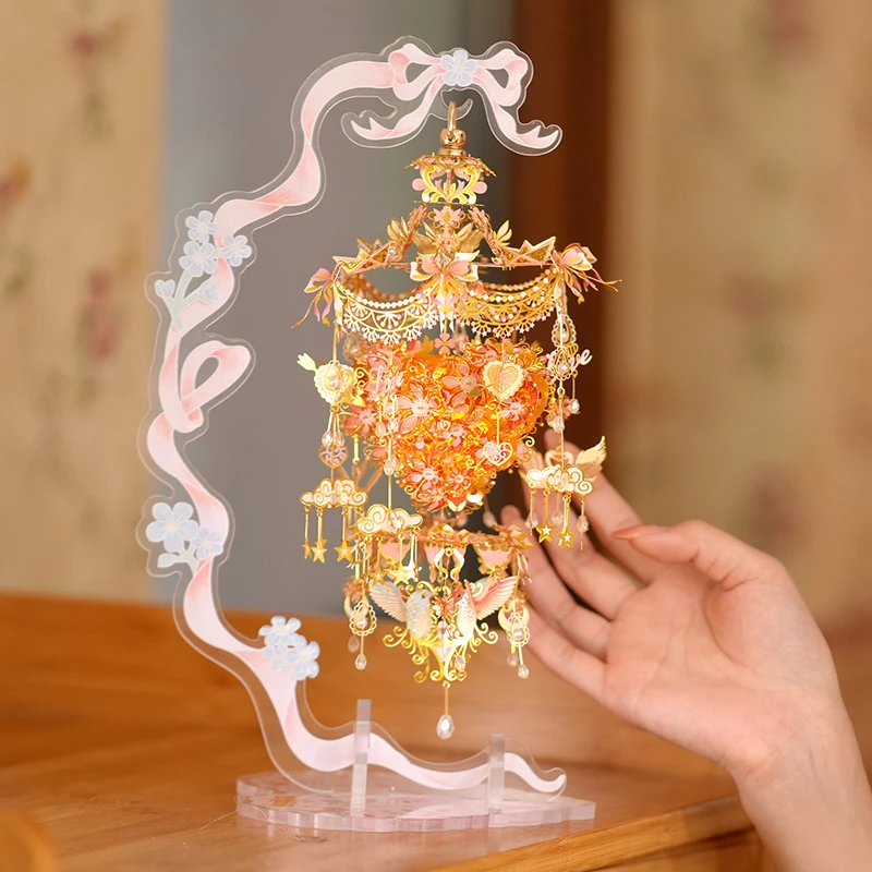 3D Metal Puzzle Romantic The Heart of Cupid Model Building Kits with Light DIY 3D Laser Cutting Jigsaw for Girls Girlfriend Gift