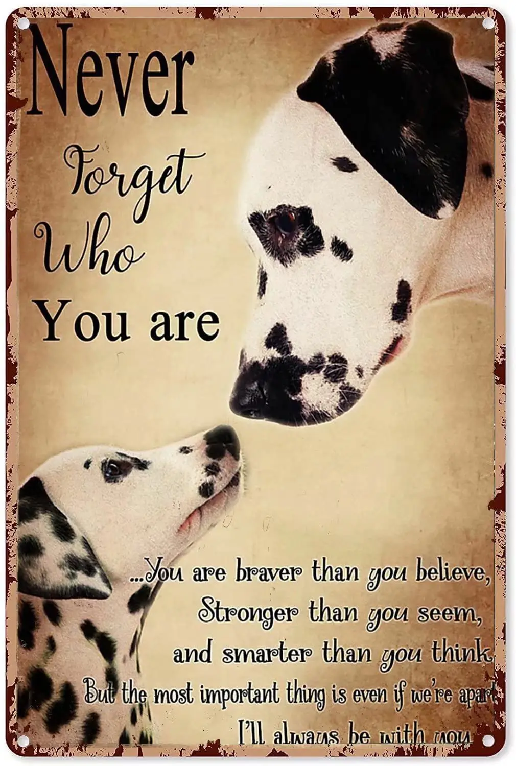 Vintage Wall Poster Metal Plaque Dalmatian Never Forget Vertical Poster Wall Decor Poster Home Gate Garden Bars Restaurants sign