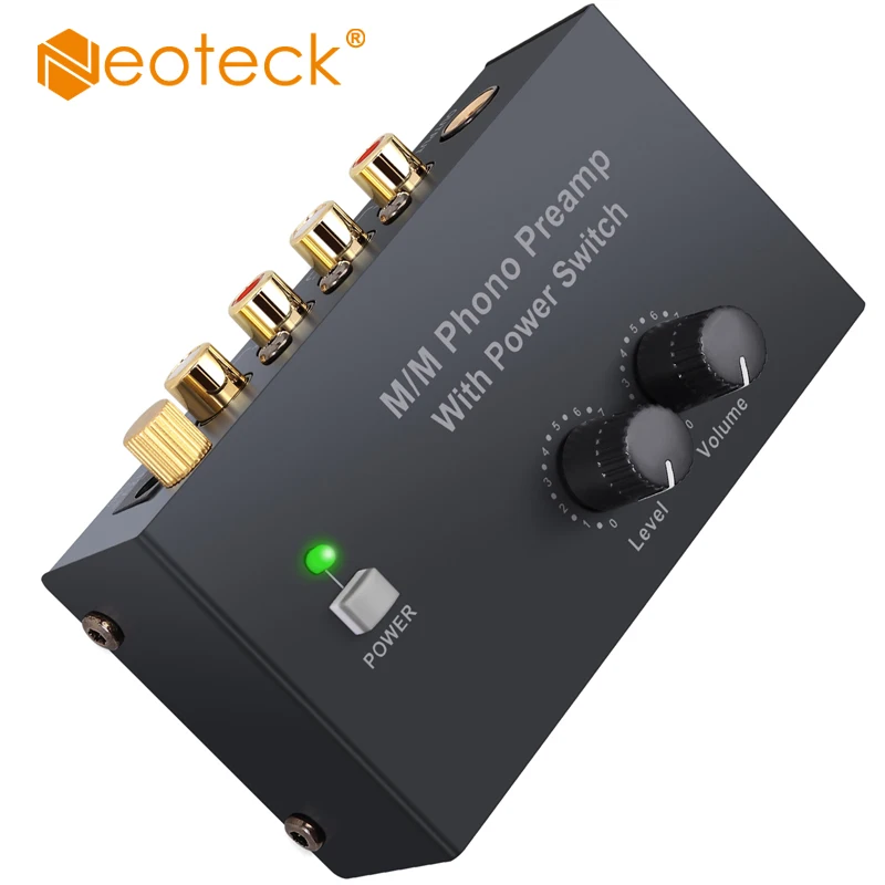 Neoteck Mini Phono Preamp Audio Stereo a basso rumore MM giradischi preamplificatore con controllo del Volume RCA In & Out 1/4 \'\'TRS Out Preamp