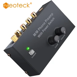 Neoteck Mini Phono Preamp Audio Stereo a basso rumore MM giradischi preamplificatore con controllo del Volume RCA In & Out 1/4 ''TRS Out Preamp