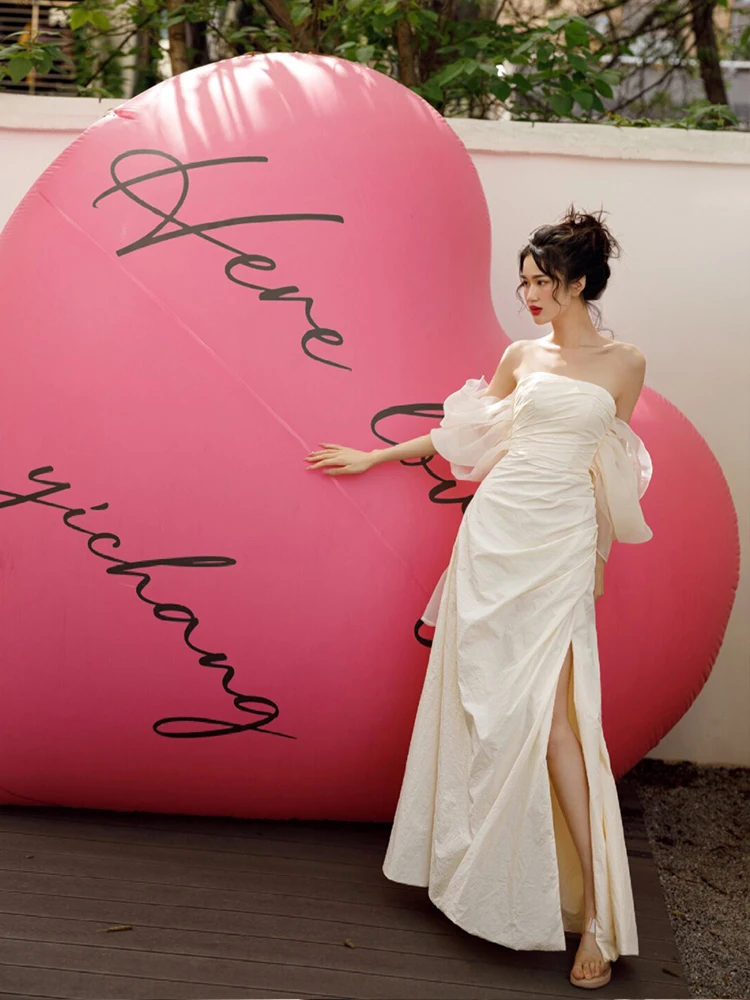 

Шелковый атласный свадебный халат-русалка 2025 New Sle 2026, легкий винтажный утренний халат для невесты, для улицы, в стиле принцессы