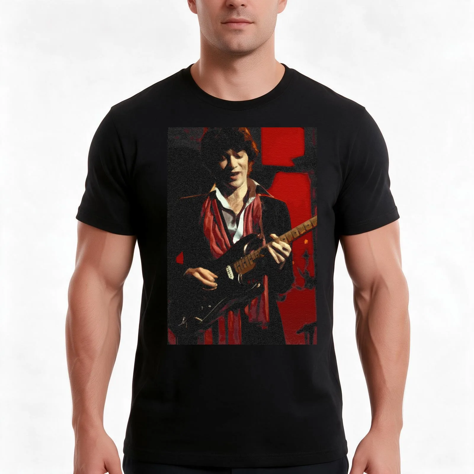 Robbie Robertson T-Shirt, Summer Casual Cotton Tee, Oversized Streetwear Tops, Vintage Graphic Print, Loose Fit Short Sleeve