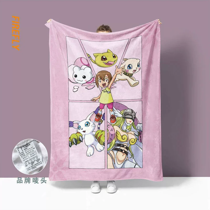 Cartoon Digimon Adventure Monster Soft Plush Blanket Flannel Blanket Throw Blanket for Living Room Bedroom Bed Sofa Picnic Cover