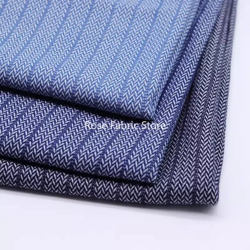 

1 Meter Soft Thick Cotton Herringbone Jacquard Jeans Fabris Washed Handcrafts DIY Jackets Blazer Pants Sewing Tissus