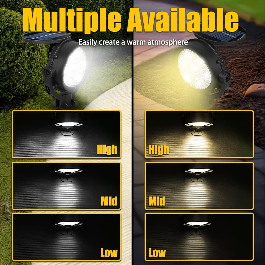 4/7 LED Solar Spot Lights Outdoor - Waterproof Solar Garden Stake Lamp Multi Light Modes for Walkway Lawn Driveway Backyard