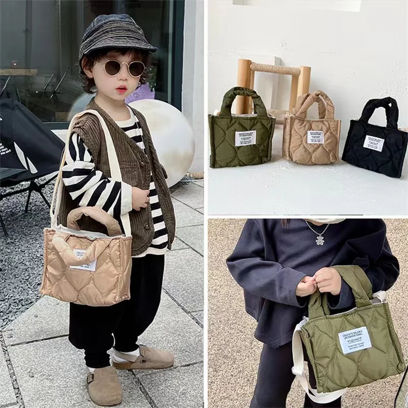 Kids Bag Kids Backpack Autumn/Winter Cotton Cloth Casual One Shoulder Bag Travel School Backpack Girl's Fashionable Bag