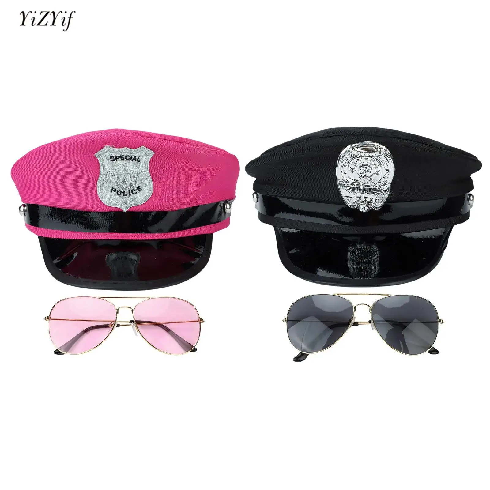 

New Womens Halloween Cospaly Police Hat Cap Army Hat+Glasses Accessories Masquerade Carnival Party Nightclub Performance Props