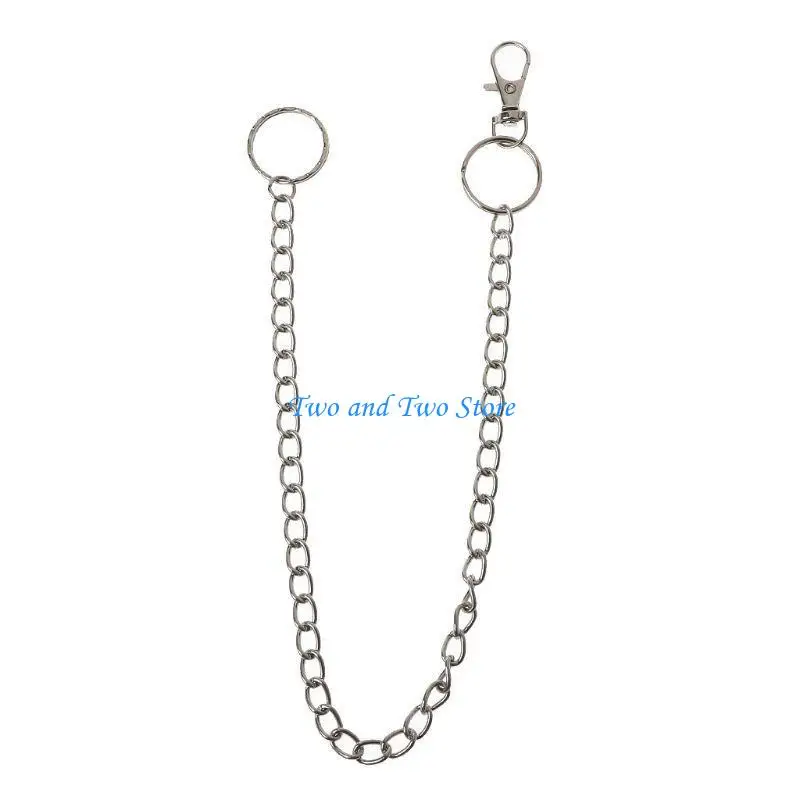 

HX6F 16" Punk Belt Wallet Chain Waist Pants Chain Pocket Chain with Keyring for Pants Belt Jeans Wallets Keys Jewelry Unisex