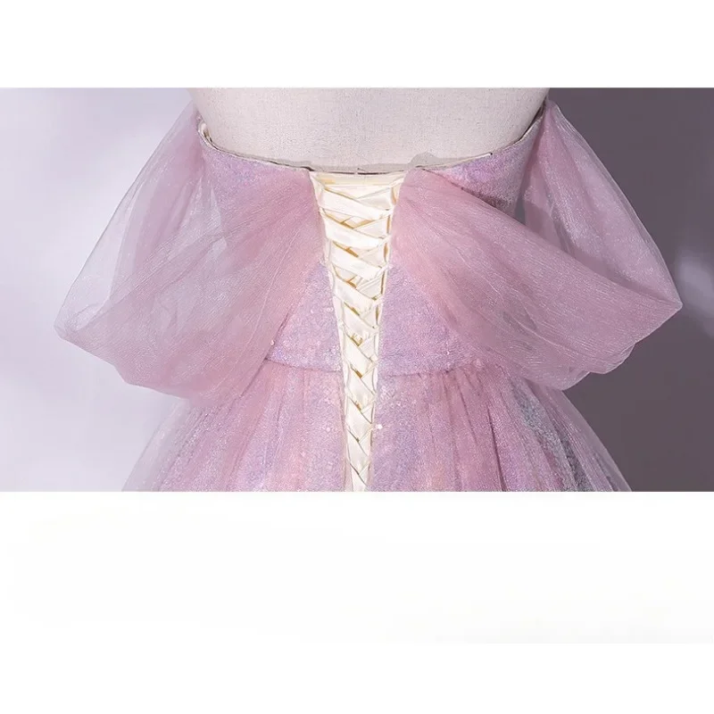 Sereia senhora rosa roxo longo emagrecimento fio colorido 2025 novo elegante anfitrião solo exame de arte vocal desempenho vestido cinta