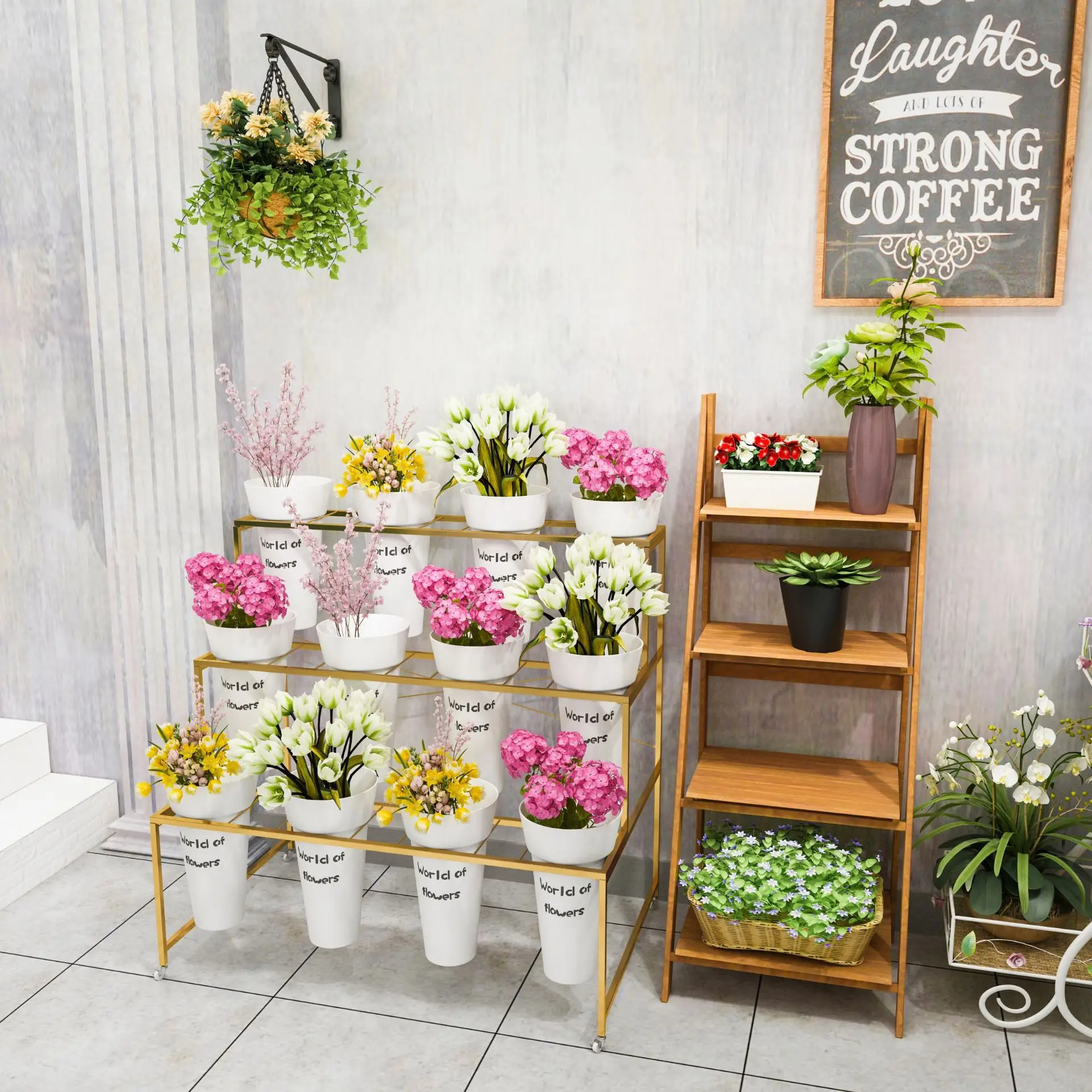 Flower shop flower rack,  flower awakening bucket rack