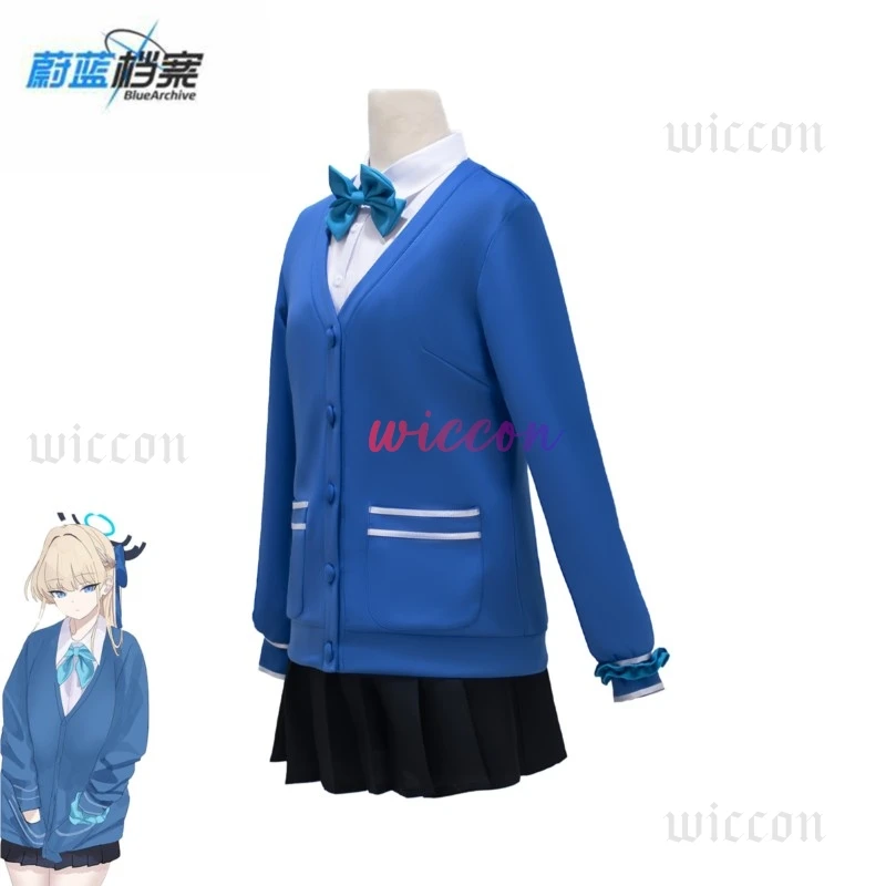 Game Blue Archive Asuma Toki Cosplay Japanese JK Uniform Sweater Coat Skirt Wig Headwear Women Christmas Carnival Suit view 3