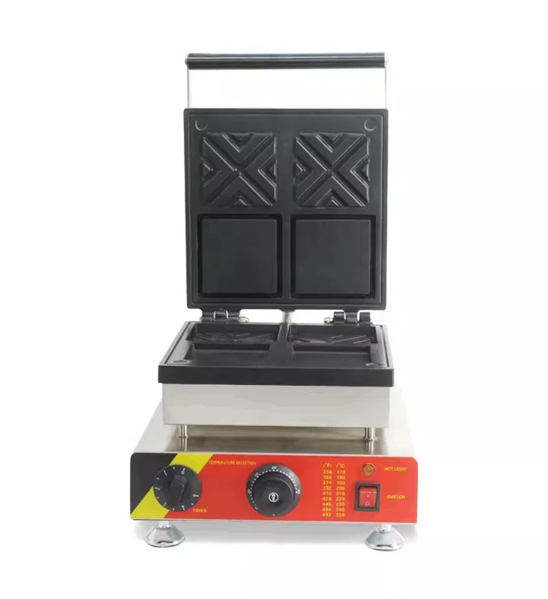 Professional Square Waffle Making Machine Electric 1750W Ice Cream Filling Pancake Waffle Baker Maker Snack Baking Equipment